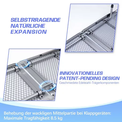 XERSEK Tischbügelbrett 81x31 cm klappbar aus Stahl Mini Bügeltisch