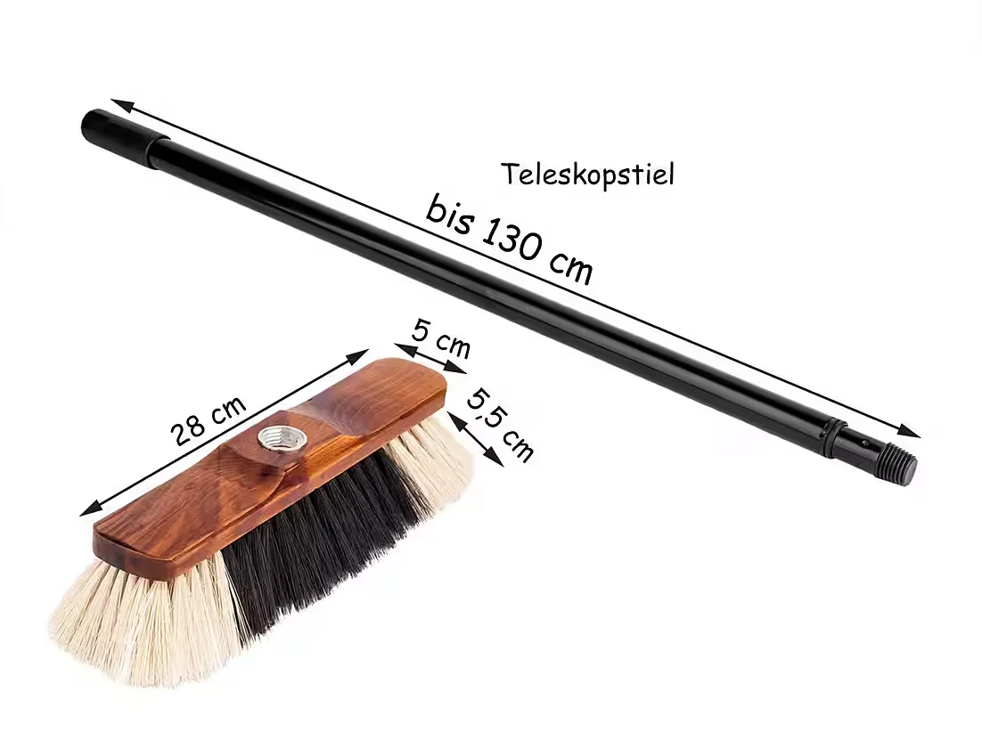 BIGDEAN Staubbesen mit Teleskopstiel, weiche Borsten, Made in Germany