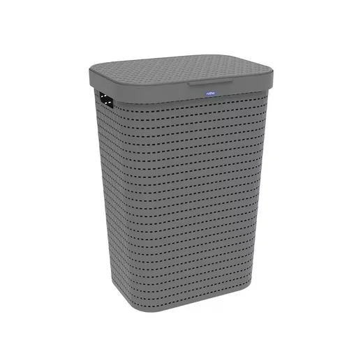 ROTHO Country Wäschekorb 55 l Wäschesammler mit Deckel und Griffen
