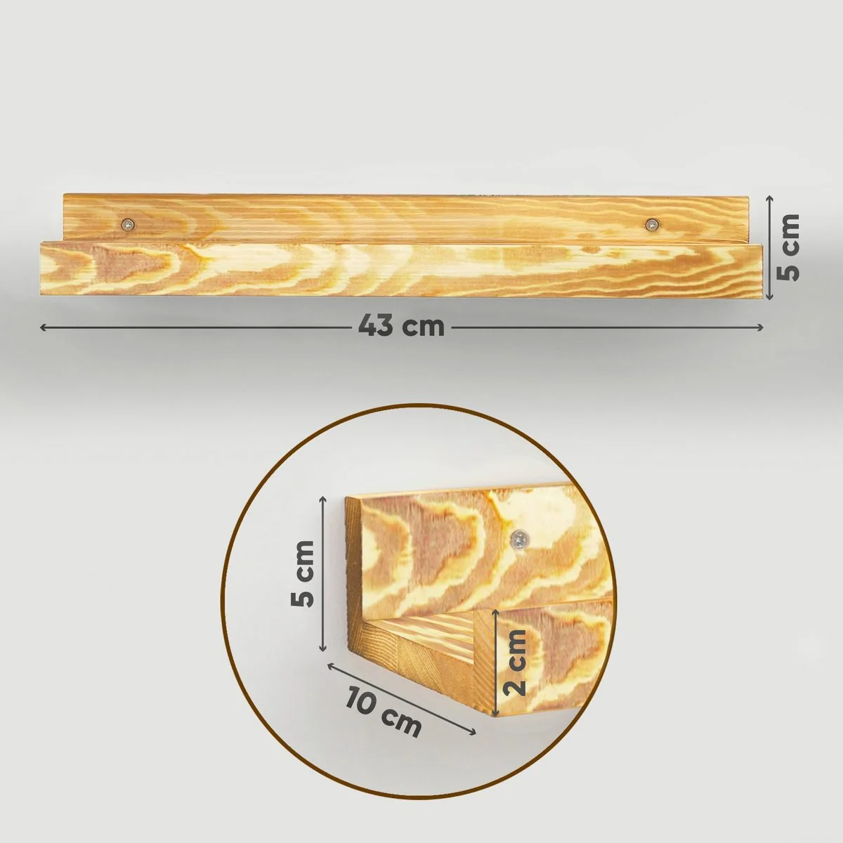 Coradoma Wandregal 2er Set aus Holz 43x10 cm für Bilder und Bücher