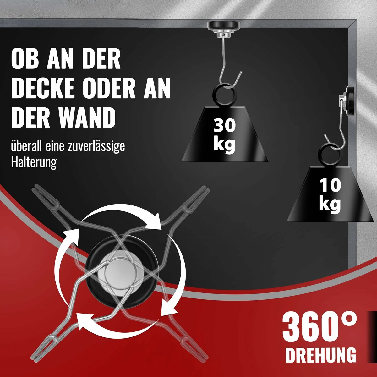 POPPSTAR Neodym Magnethaken extra stark drehbar Kleiderhaken