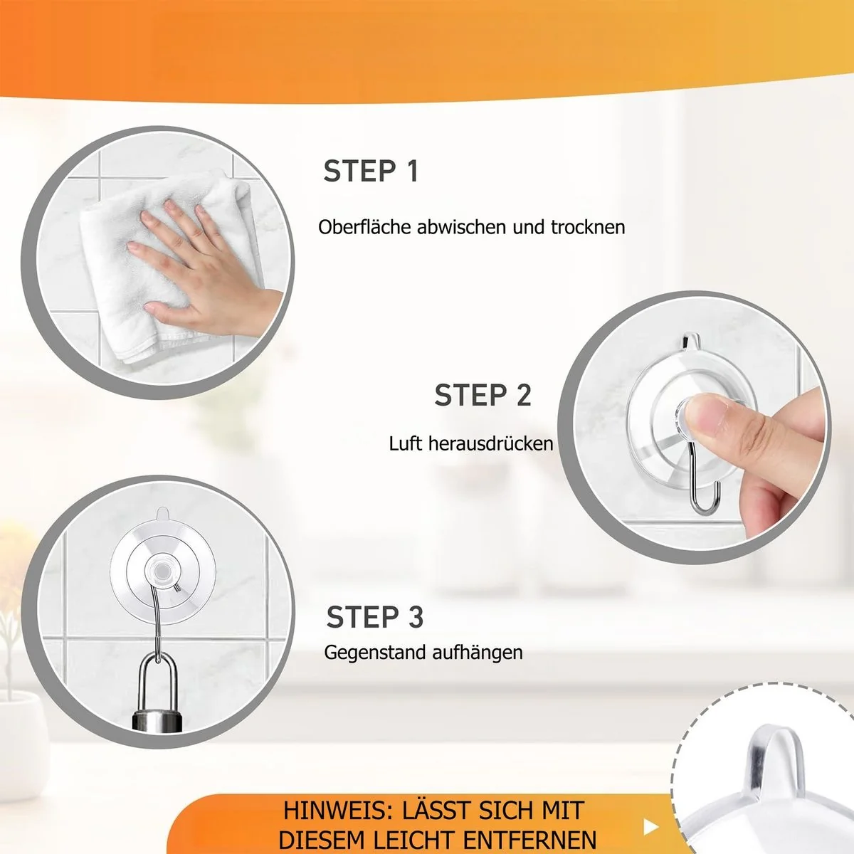 FOUORTUNATE-BEE Saugnapf Handtuchhaken 12er Set Edelstahl ohne Bohren