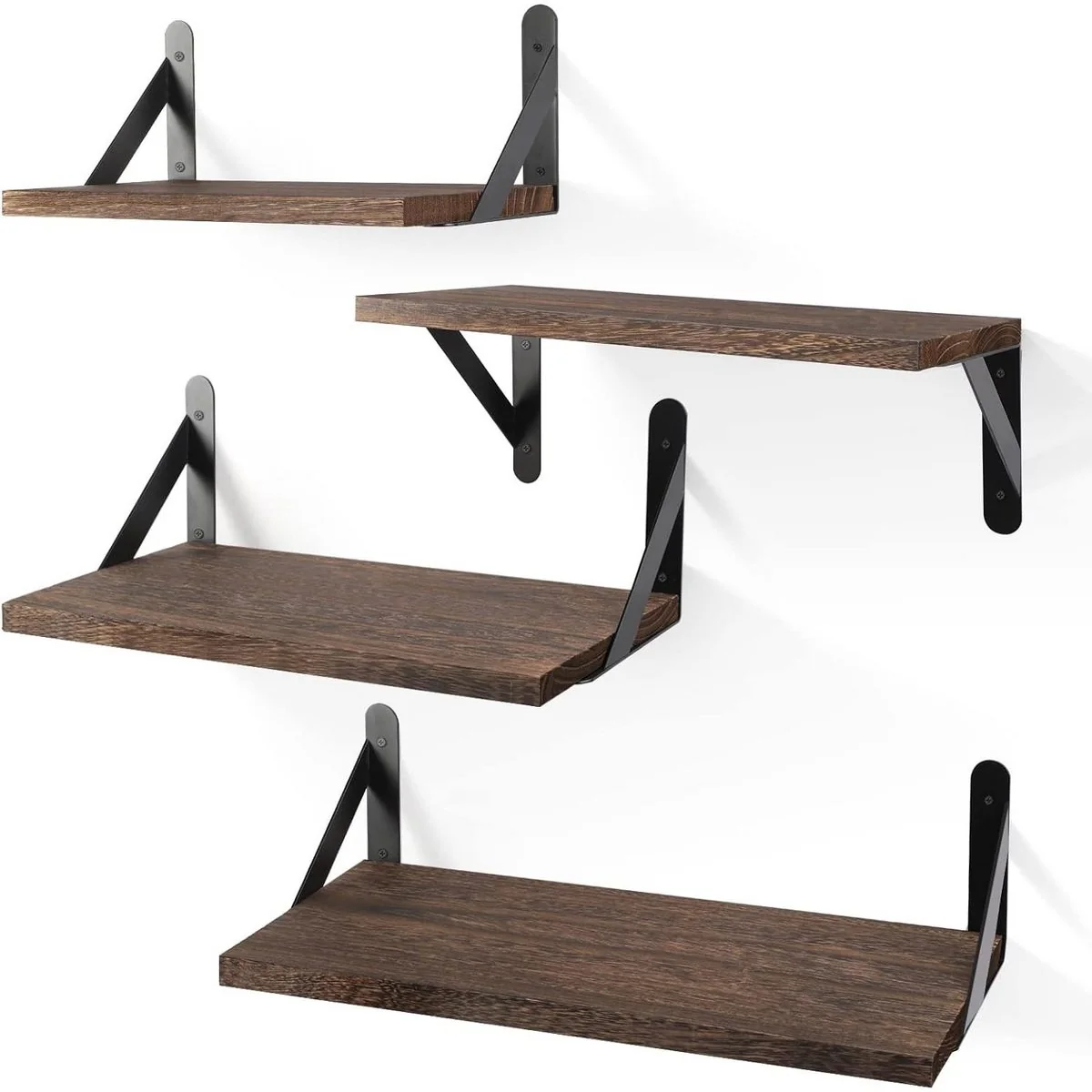 OKWISH Wandregal 4er Set aus Holz Schweberegal Bücherregal Hängeregal