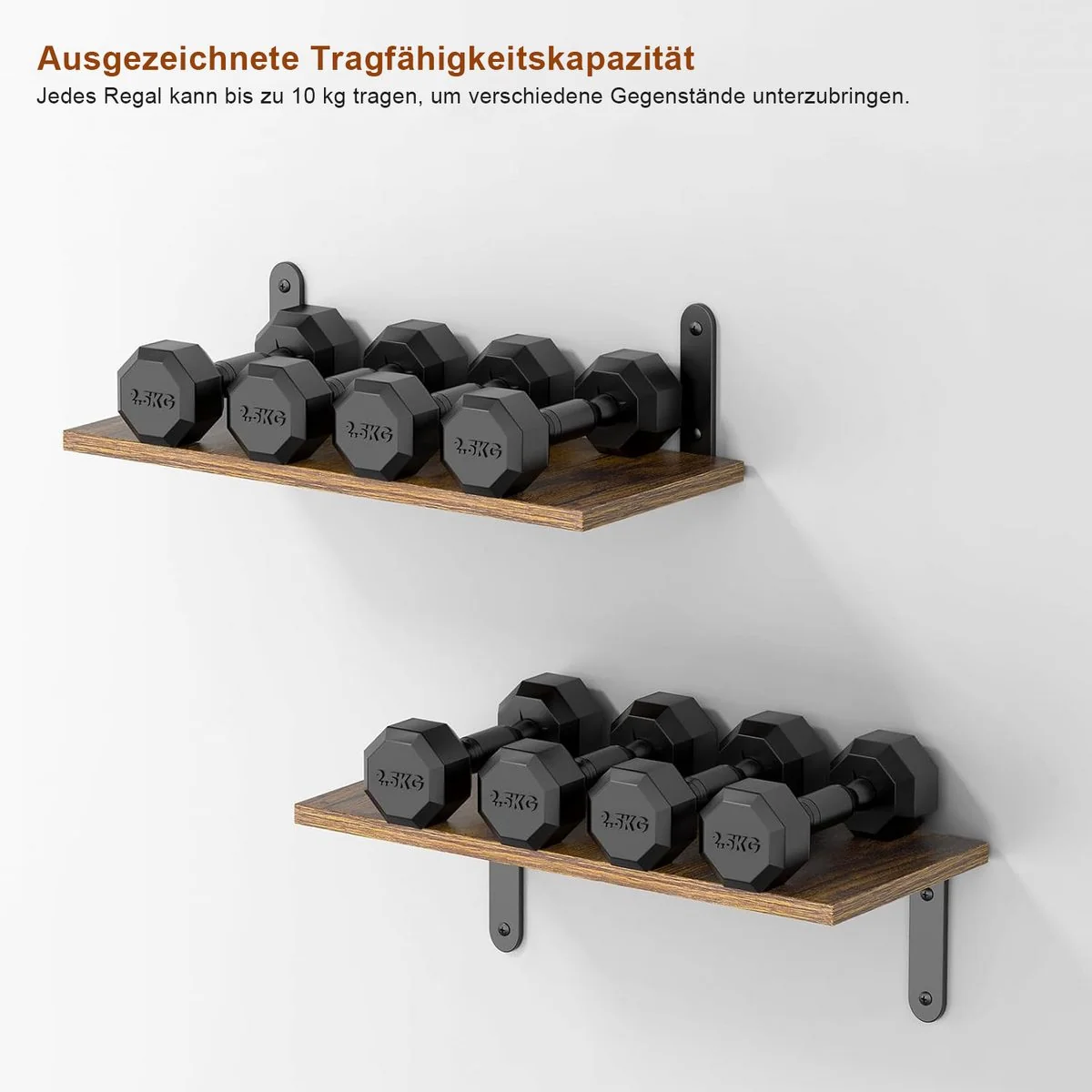 OKWISH Wandregal 4er Set aus Holz Schweberegal Bücherregal Hängeregal