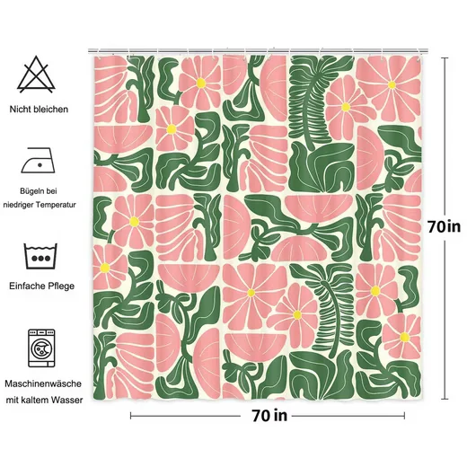 COONOOR Boho Duschvorhang mit abstraktem buntem Blumenmuster
