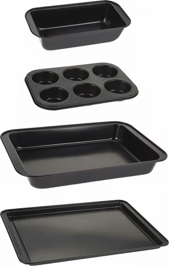 KOOPMAN Backform Set 4 tlg Backblech Muffinform Kuchenform schwarz