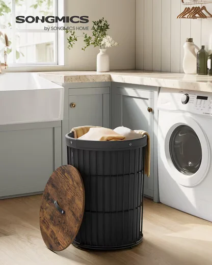 SONGMICS Wäschekorb 95 L 46x46x61 cm für Waschküche, Schlafzimmer