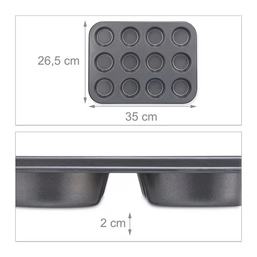 Relaxdays Muffinblech Muffinform 12er 2er Set