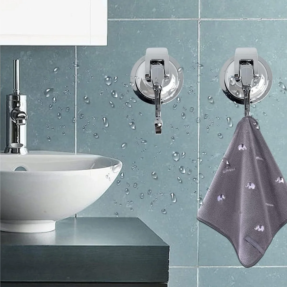 AURIVION Saugnapf-Wandhaken 4er Set ohne Bohren extra stark