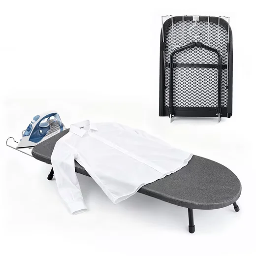 OSTWOLKE Mini Tischbügelbrett klappbar 81x30 cm mit Bügelablage
