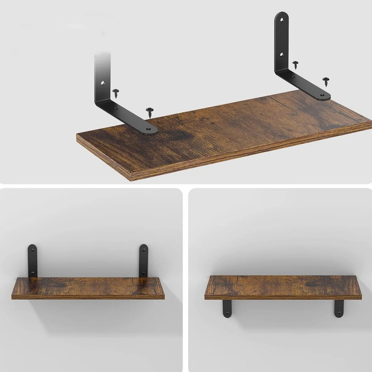 OKWISH Wandregal 4er Set aus Holz Schweberegal Bücherregal Hängeregal