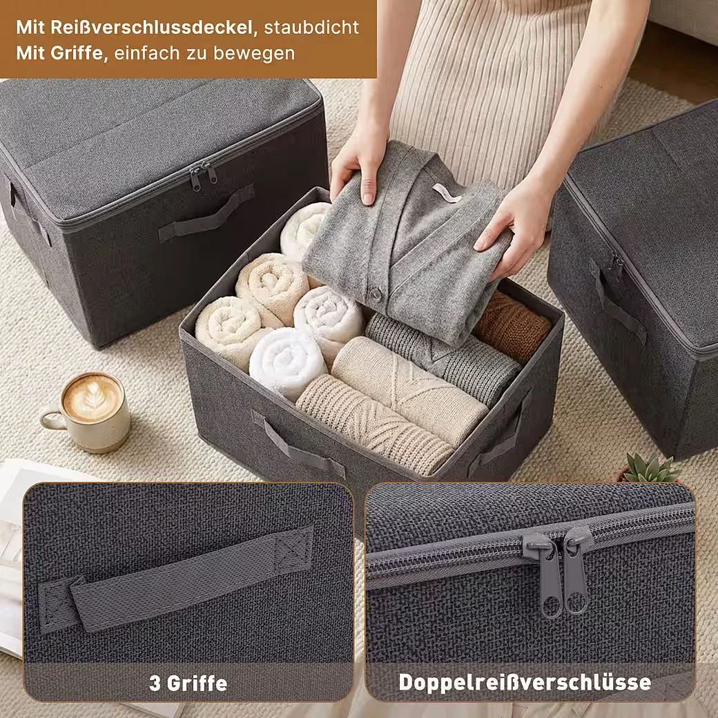 SEKEY Aufbewahrungsbox mit Deckel aus Vliesstoff faltbare Stoffboxen
