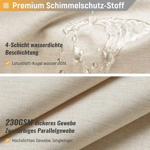 AGGER Duschvorhang 180x180 cm Leinenoptik schimmelresistent waschbar