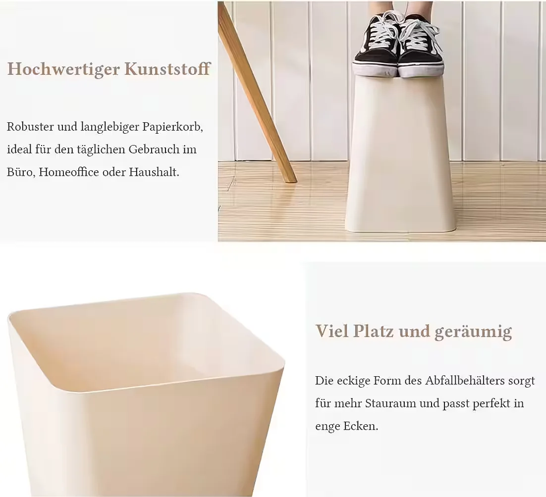 SINOBA Papierkorb 6102 eckig moderner Mülleimer Papiereimer für Büro