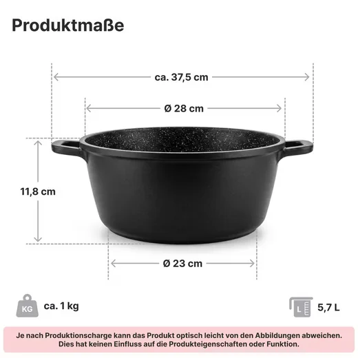 CHEFFINGER Kochtopf Aluguss 28 cm 6 L Antihaft Induktion