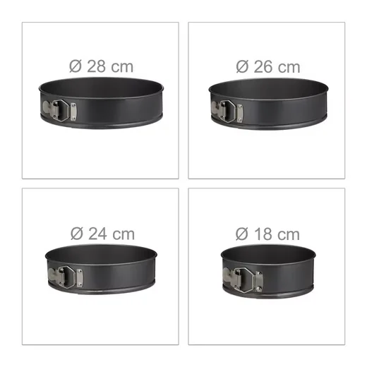 Relaxdays Springform Set 4-teilig Backformen für Kuchen Torten