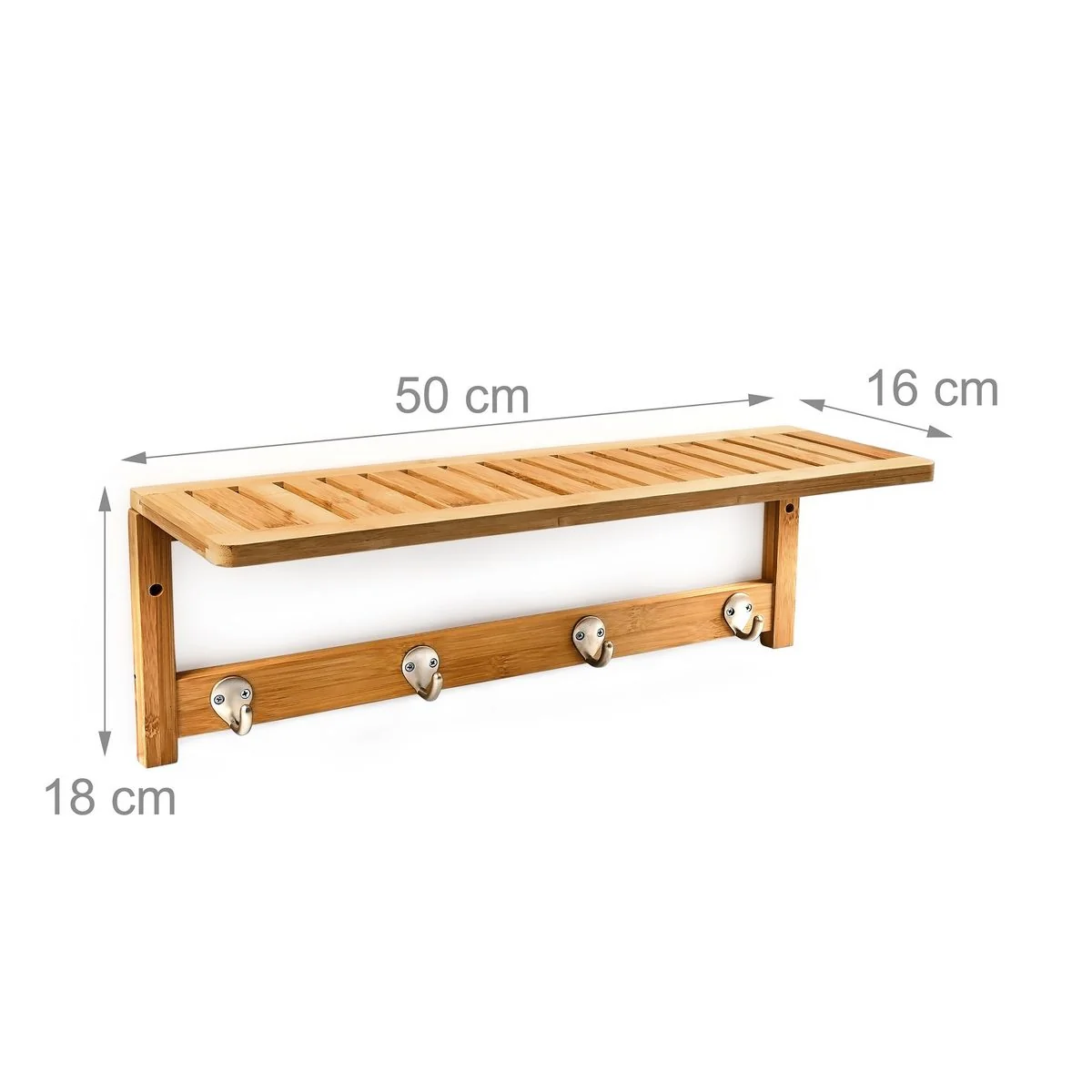 Relaxdays Wandgarderobe Wandregal mit Hakenleiste und Ablage für Flur