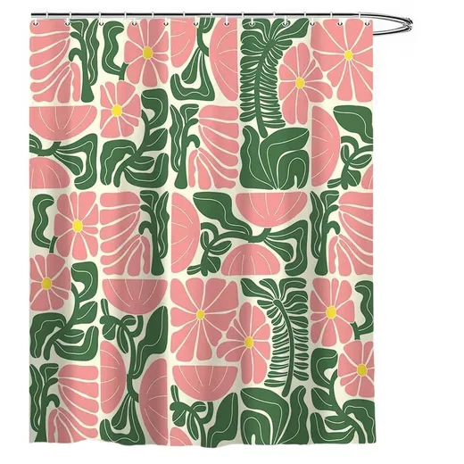 COONOOR Boho Duschvorhang mit abstraktem buntem Blumenmuster