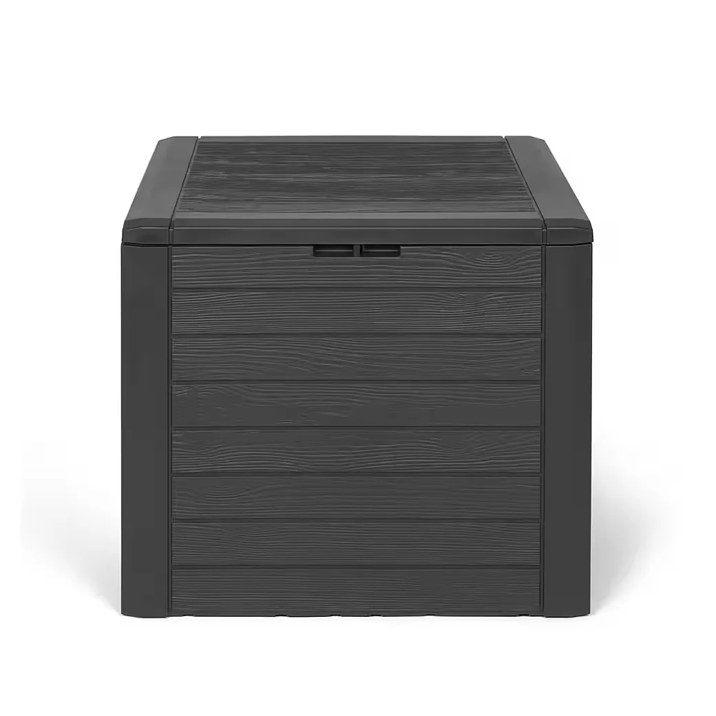 KREHER Kissenbox WOOD 140 L Holzoptik Anthrazit Garten Auflagenbox