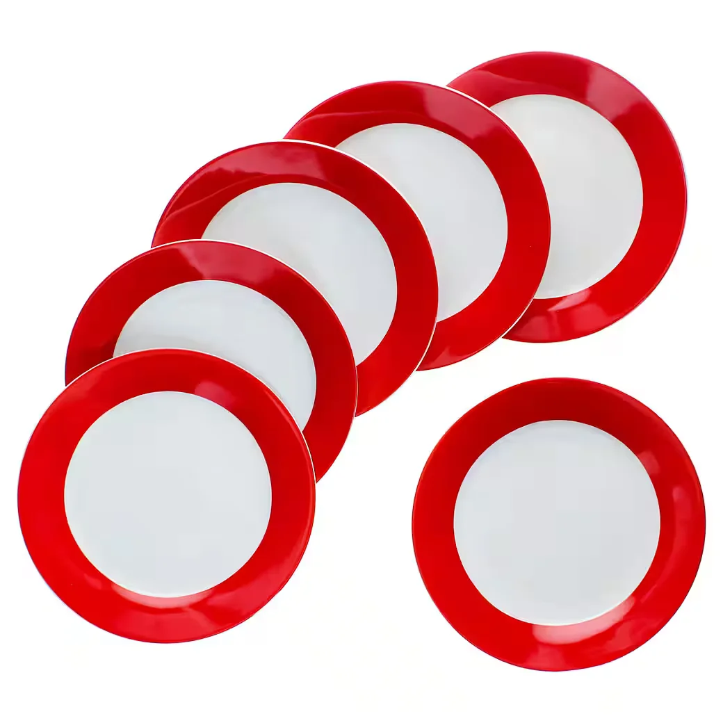 MamboCat Frühstücksteller Set 6 Stück Rot Kuchenteller Dessertteller