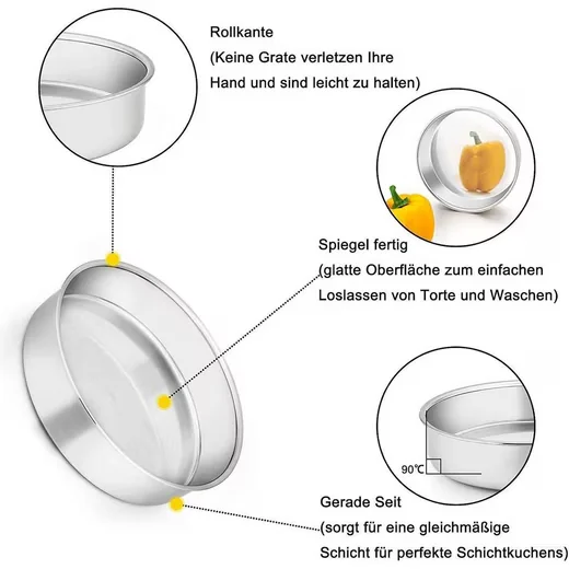 HOMIKIT Backformen Set rund 16 cm 2er aus Edelstahl Kuchenform