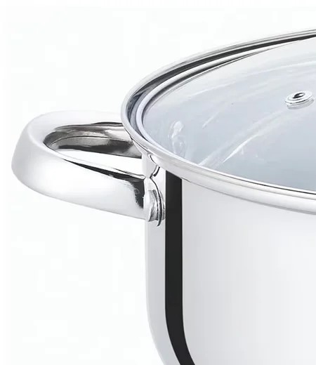 CHEFFINGER Kochtopf 24 cm Edelstahl mit Glasdeckel 6,5 L Induktion
