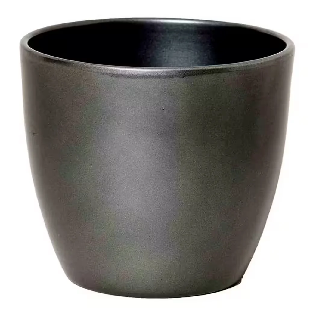 INNA-GLAS Blumentopf Keramik anthrazit D 10,5 x H 8,5 cm Pflanztopf