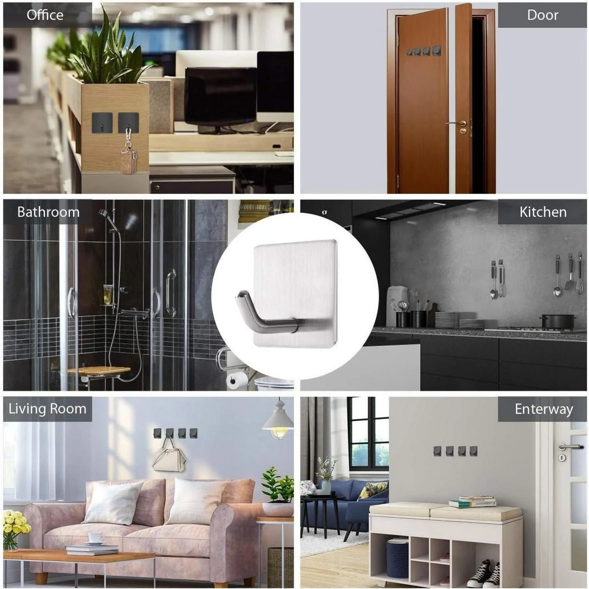 LUXUSKOLLEKTION Klebehaken selbstklebend Edelstahl SUS304 4er Silber