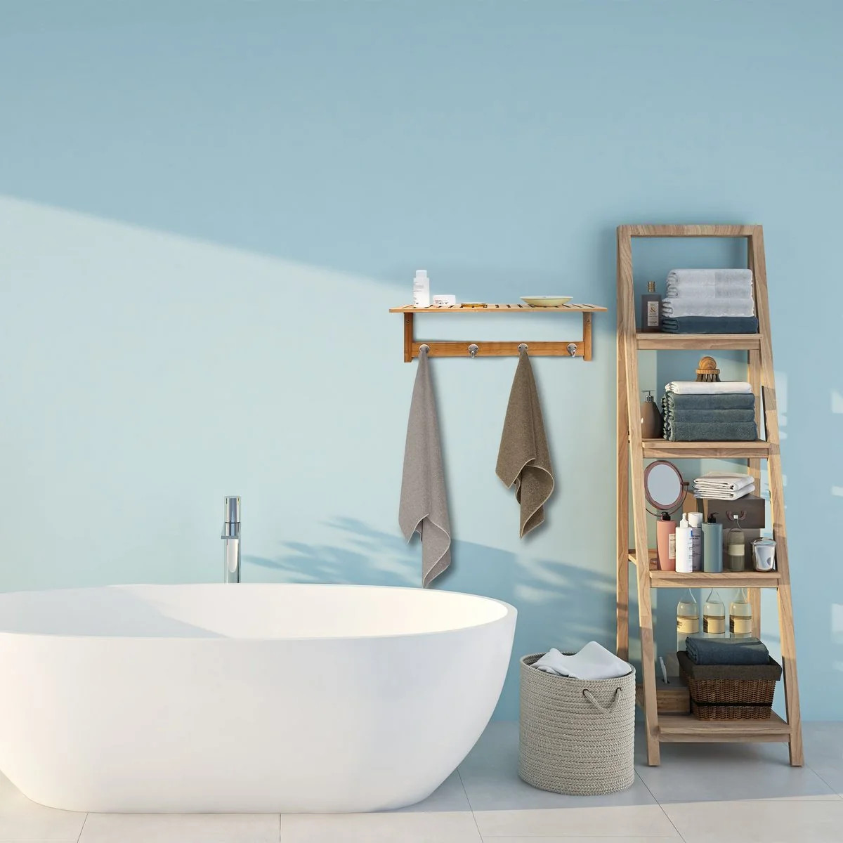 Relaxdays Wandgarderobe Wandregal mit Hakenleiste und Ablage für Flur