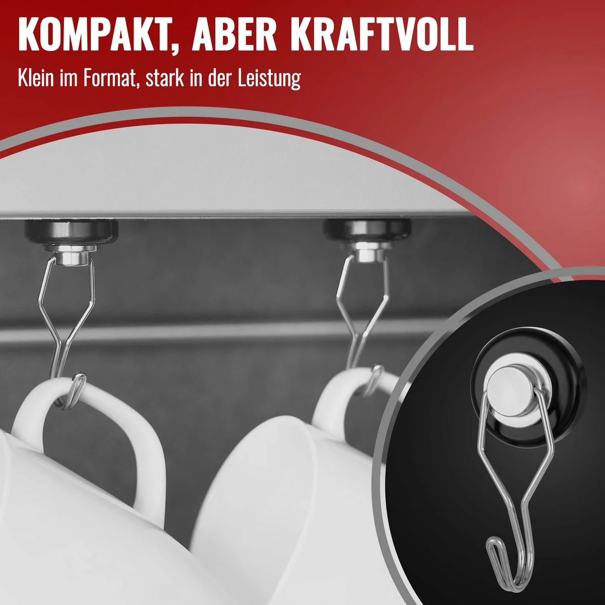 POPPSTAR Neodym Magnethaken extra stark drehbar Kleiderhaken