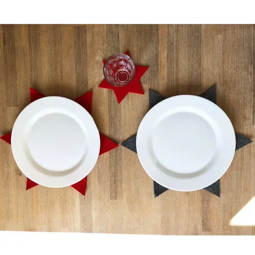 ANNASTORE Platzset 6x Filzsterne in verschiedenen Größen und Farben