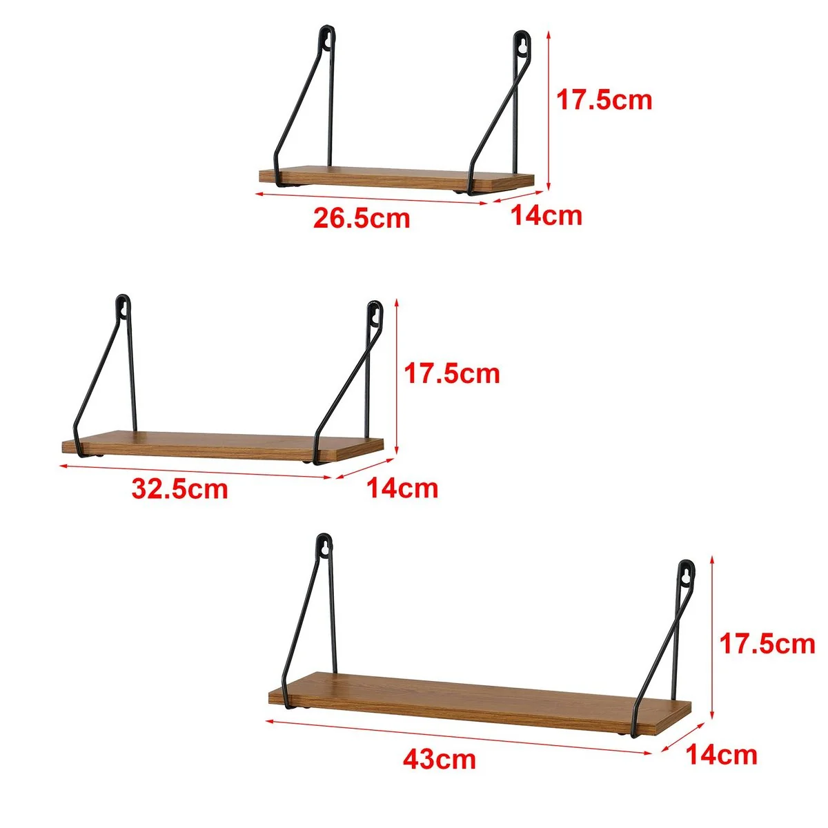 EN.CASA Wandregal Wandboard für Wohnzimmer Küche Bad