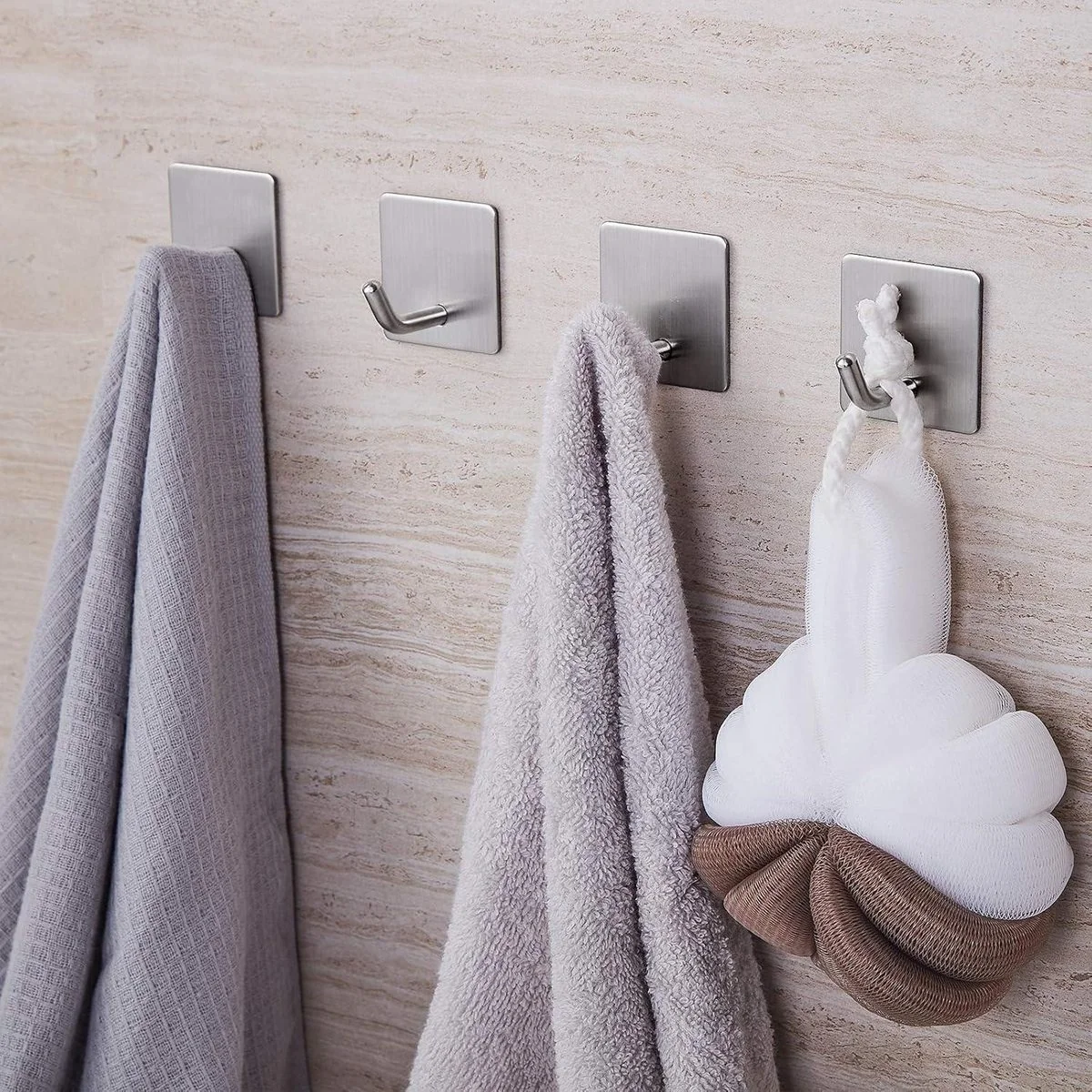 LUXUSKOLLEKTION Klebehaken selbstklebend Edelstahl SUS304 4er Silber