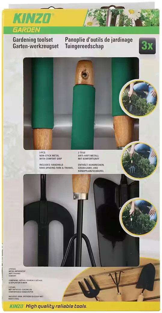 WARENHANDEL KÖNIG Gartenpflege-Set 3-tlg Schaufel, Gabel, Rechen