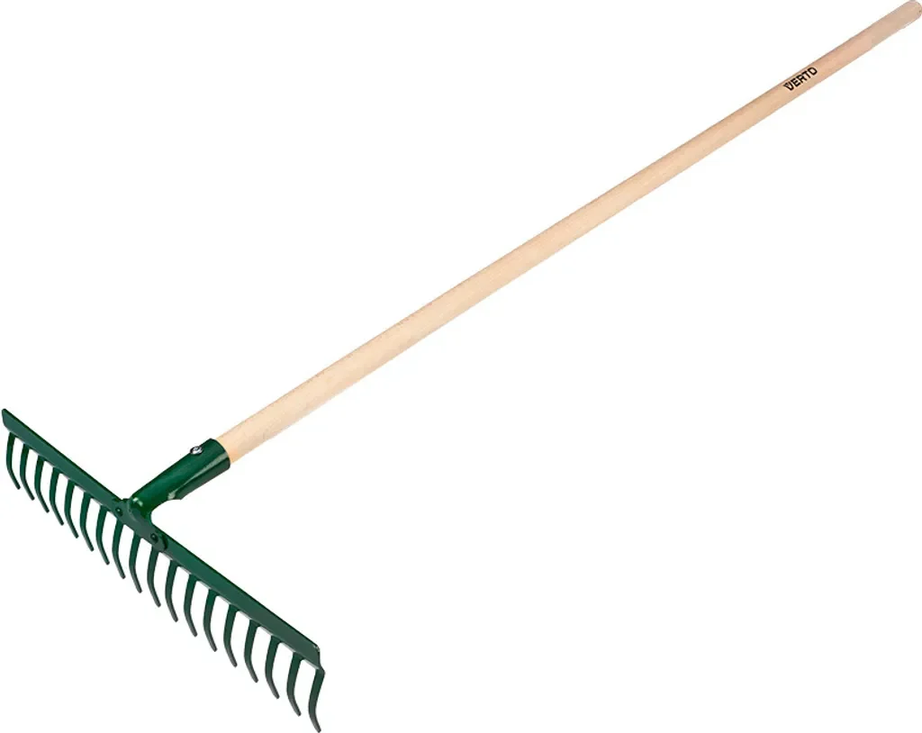 VERTO Gartenrechen mit Stahlkopf 18 Zinken mittlere Stärke
