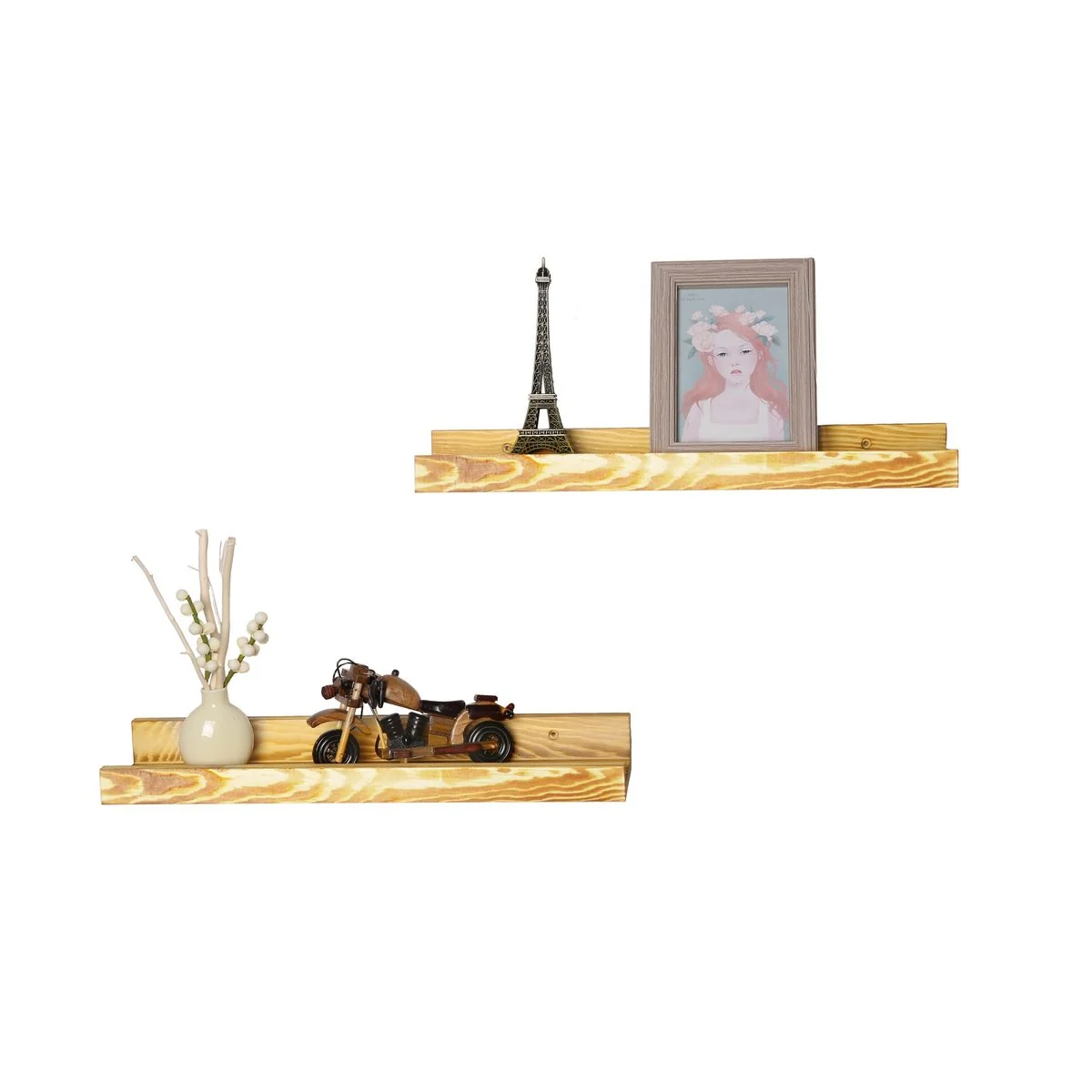 Coradoma Wandregal 2er Set aus Holz 43x10 cm für Bilder und Bücher