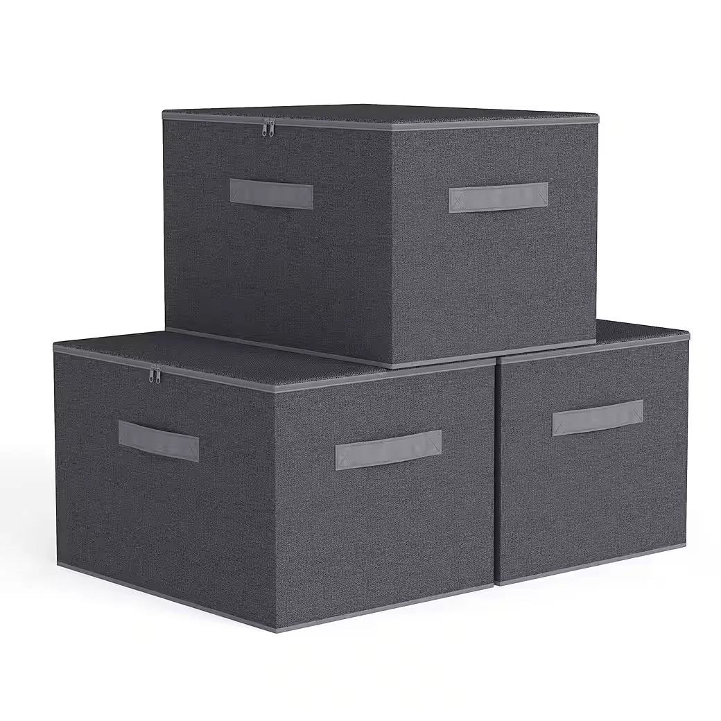 SEKEY Aufbewahrungsbox mit Deckel aus Vliesstoff faltbare Stoffboxen