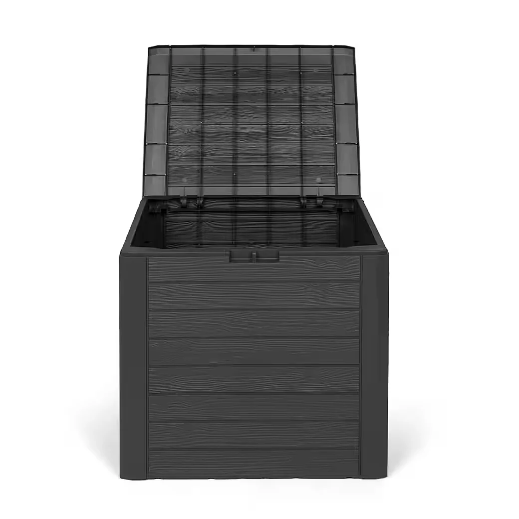 KREHER Kissenbox WOOD 140 L Holzoptik Anthrazit Garten Auflagenbox