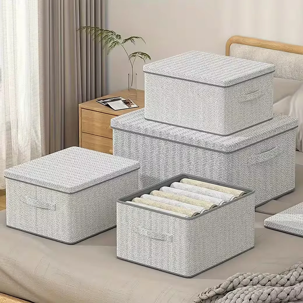 DIWZBYN Faltbare Aufbewahrungsbox mit Deckel Kleiderspeicherbox