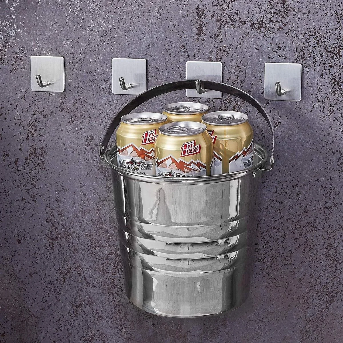 LUXUSKOLLEKTION Klebehaken selbstklebend Edelstahl SUS304 4er Silber