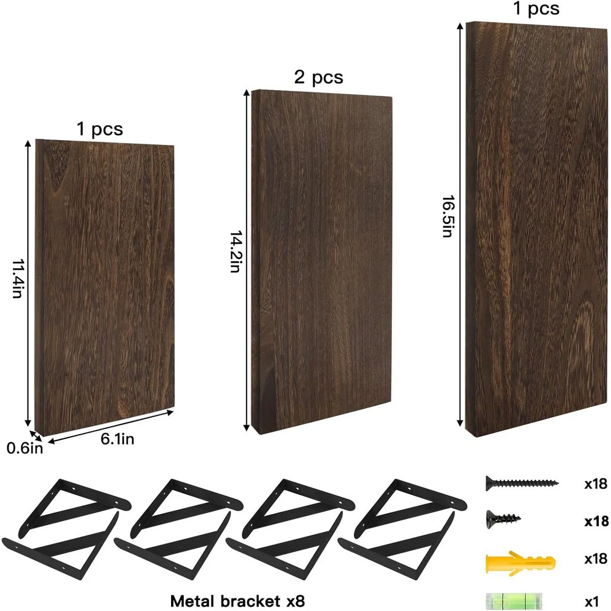 OKWISH Wandregal 4er Set aus Holz Schweberegal Bücherregal Hängeregal