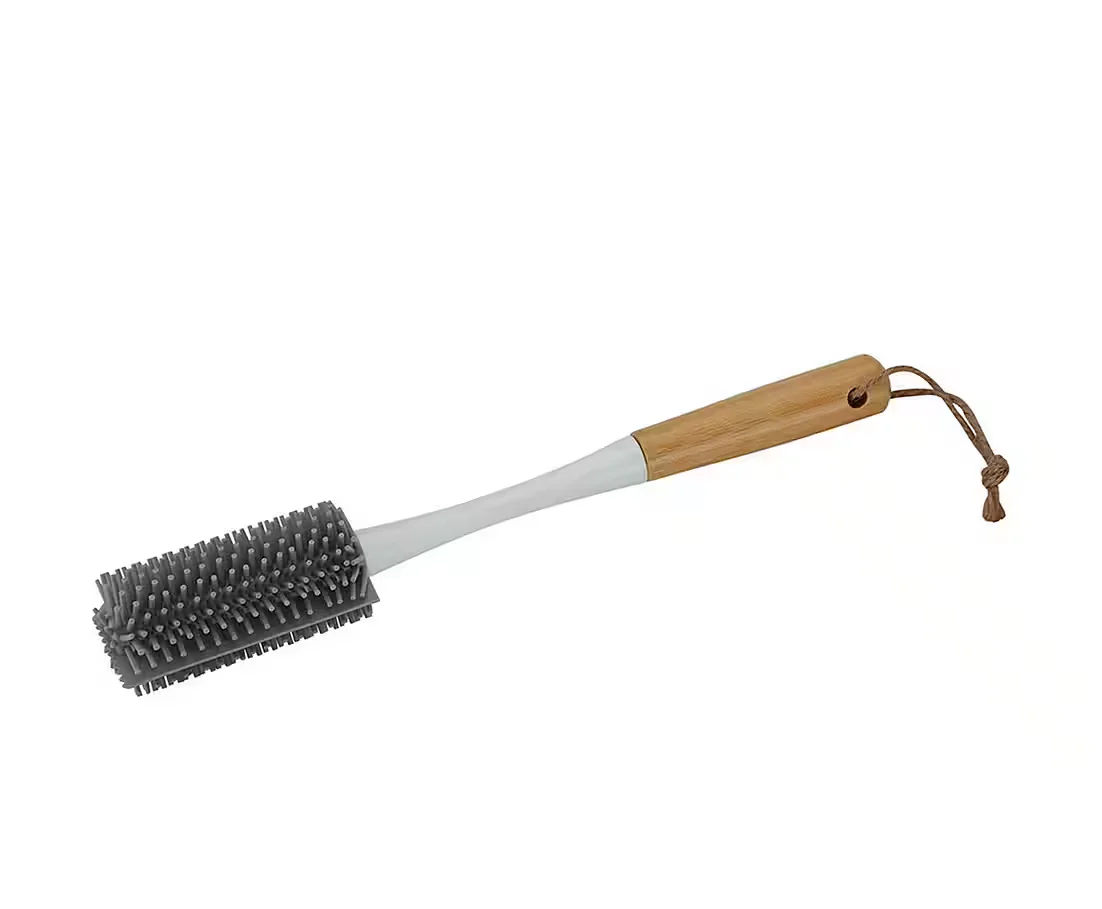 MICHELINO Flaschenbürste mit Silikonborsten und Bambusgriff 30 cm