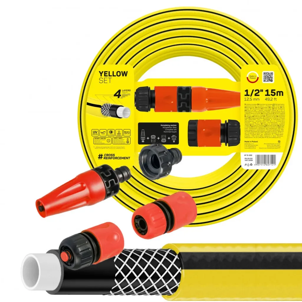 CELLFAST Gartenschlauch-Set 1/2 Zoll 15 m gelb
