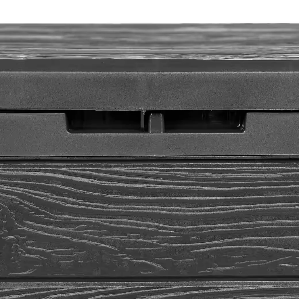 KREHER Kissenbox WOOD 140 L Holzoptik Anthrazit Garten Auflagenbox