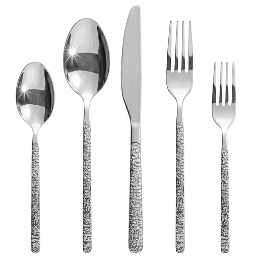 ROXLIN Besteckset 30-tlg Stein-Design Edelstahl Gold Schwarz Silber