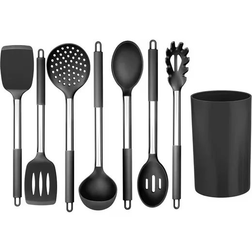 LUXUSKOLLEKTION Kochbesteck Set 8-teilig Silikon Edelstahl Antihaft